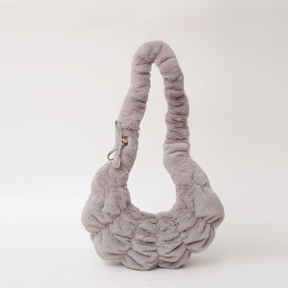 Trendy Plush Croissant Cloud Bag Soft Casual Shoulder Bag