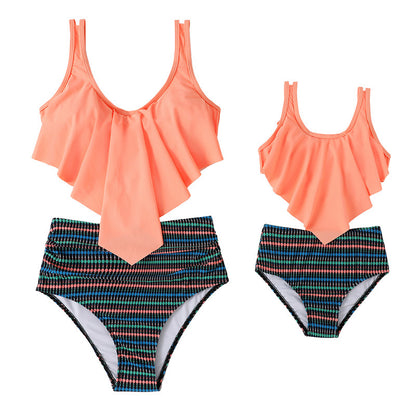 New High-Waisted Bikini Swimsuits For Moms And Kids