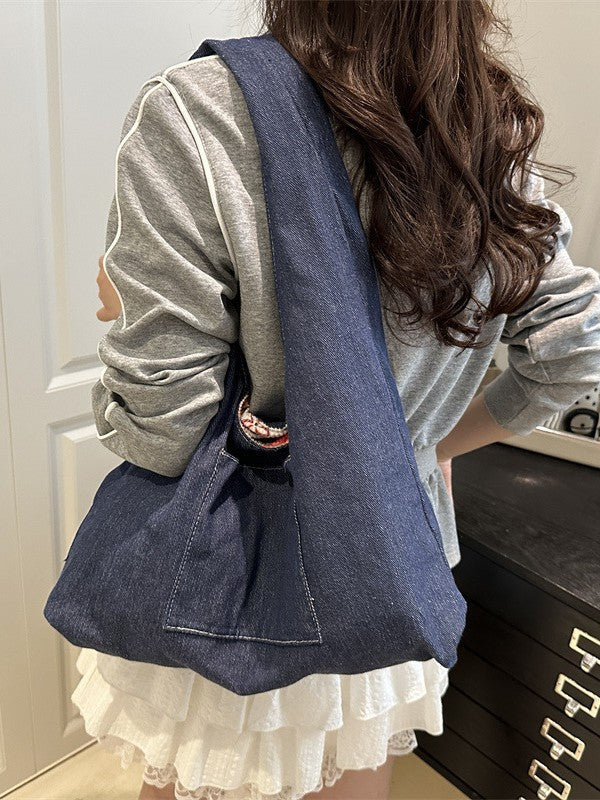 Trendy Canvas Tote Bag Lightweight Multi-Purpose Large Capacity Shoulder Crossbody Bag