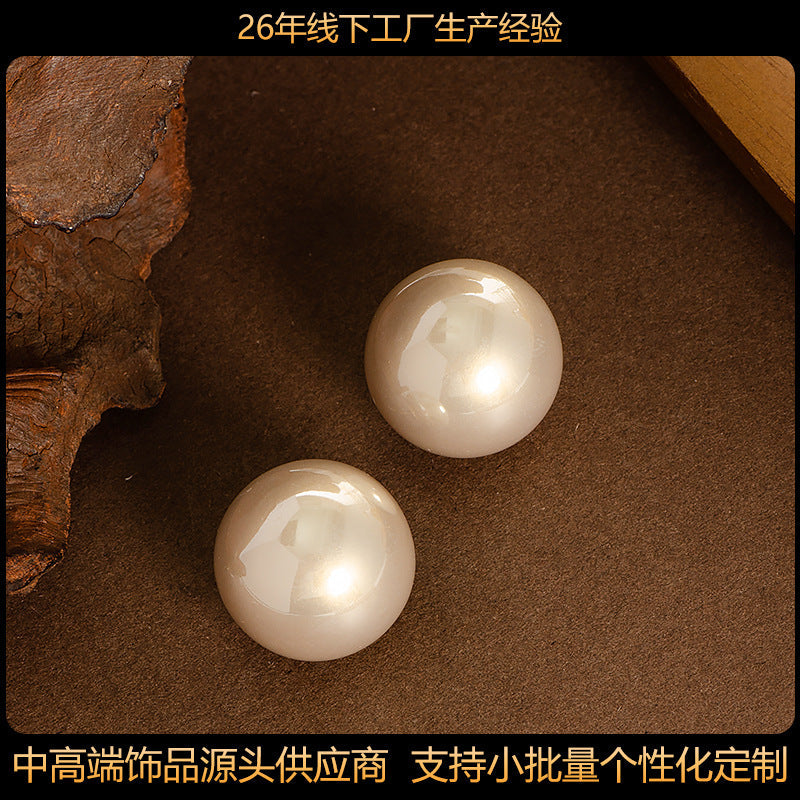 Statement Pearl Stud Earrings Elegant Geometric Design Alloy 925 Silver