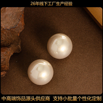Statement Pearl Stud Earrings Elegant Geometric Design Alloy 925 Silver