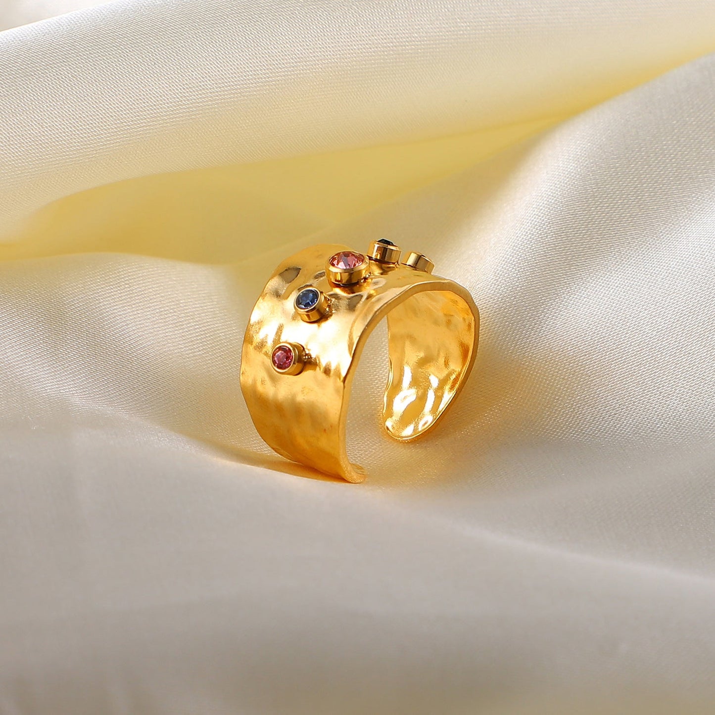 Colorful Zircon Adjustable Ring