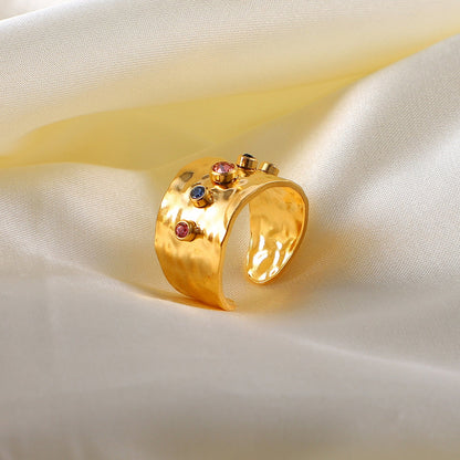 Colorful Zircon Adjustable Ring