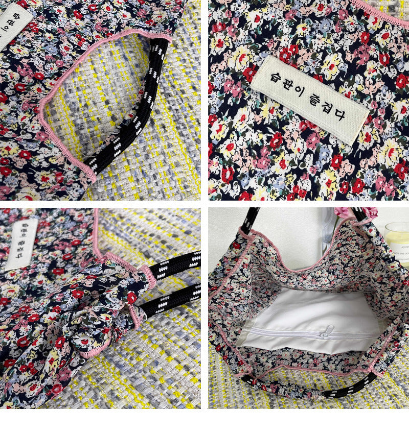 Large Capacity Floral Shopping Bag, Eco-Friendly Tote
