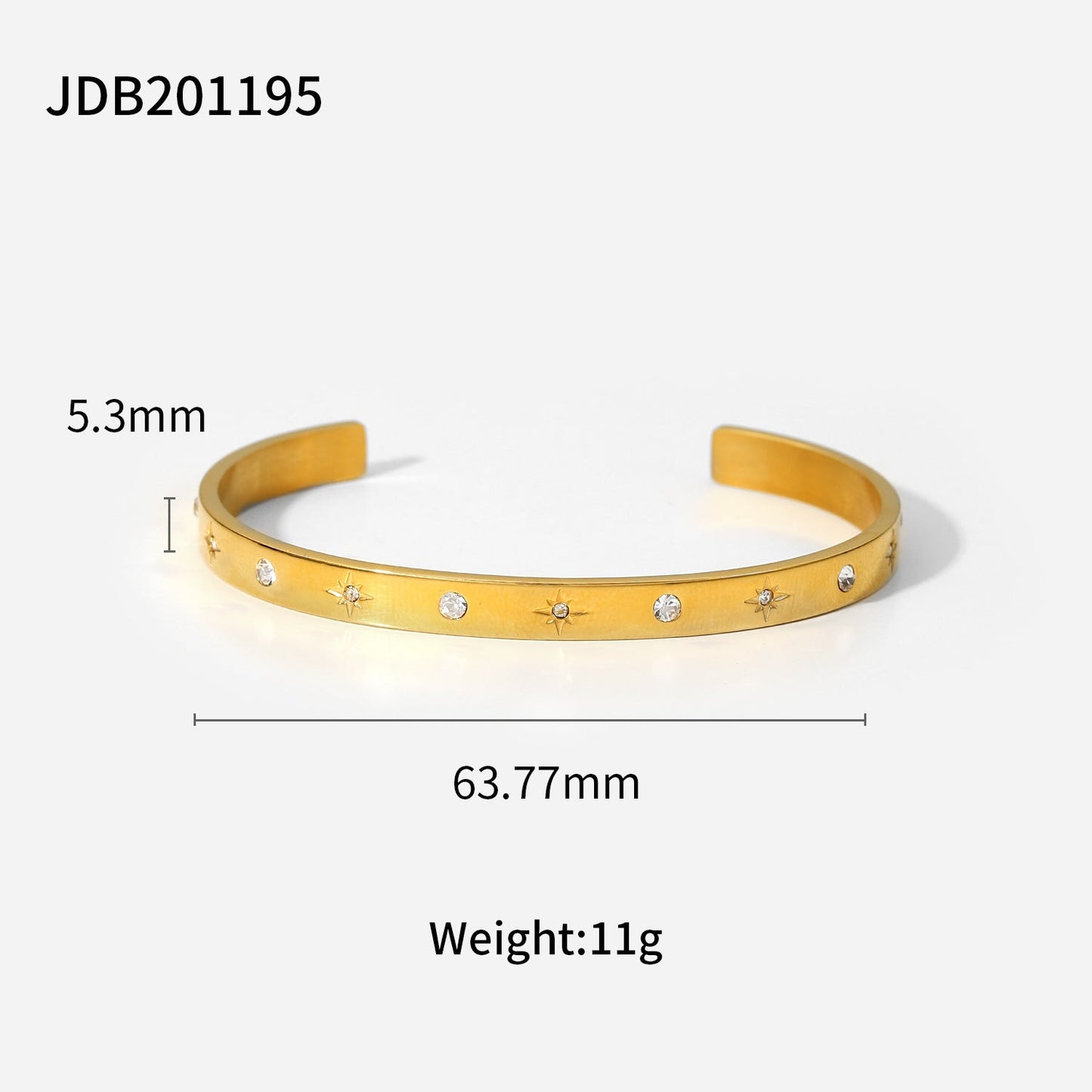 Vintage Zircon Wide Simple Bracelet