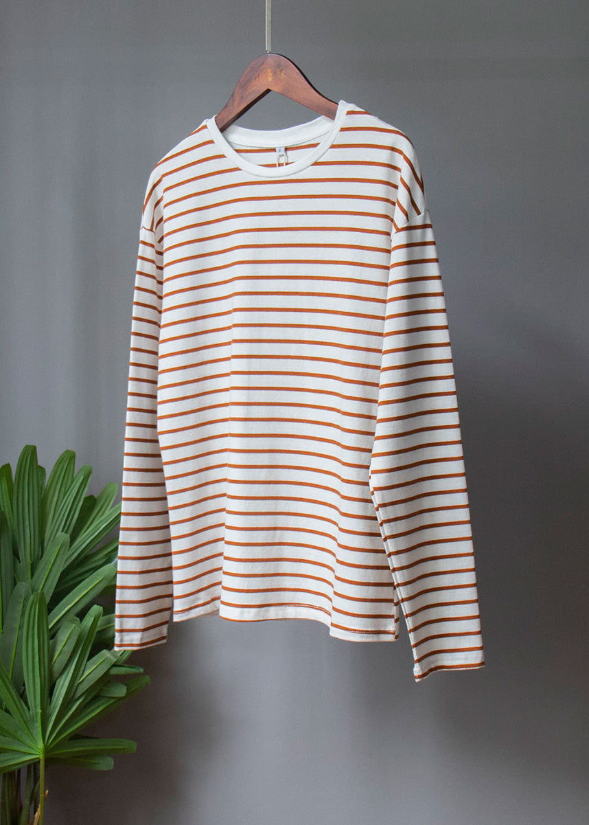 Rust Stripe Cotton Long Sleeve Tee