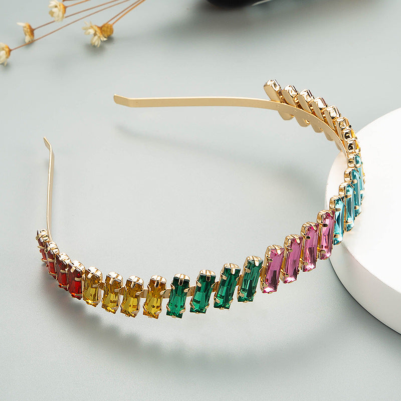 Colorful Rhinestone Metal Headband Fashion Accessory for Women
