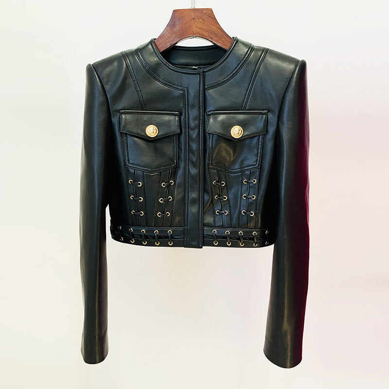 PU Leather Fitted Short Jacket