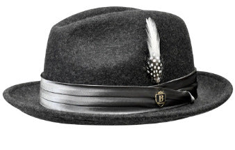Men's Wool Fedora Hat with Bowknot and Feather, Stylish Fall Winter Accessory