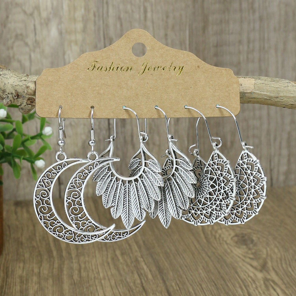 Vintage Geometric Alloy Earrings Set for Women