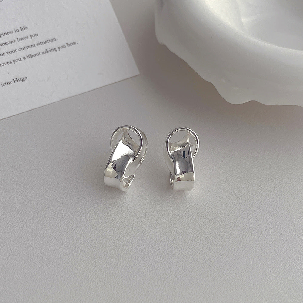 Silver Metal Irregular Cool Earrings