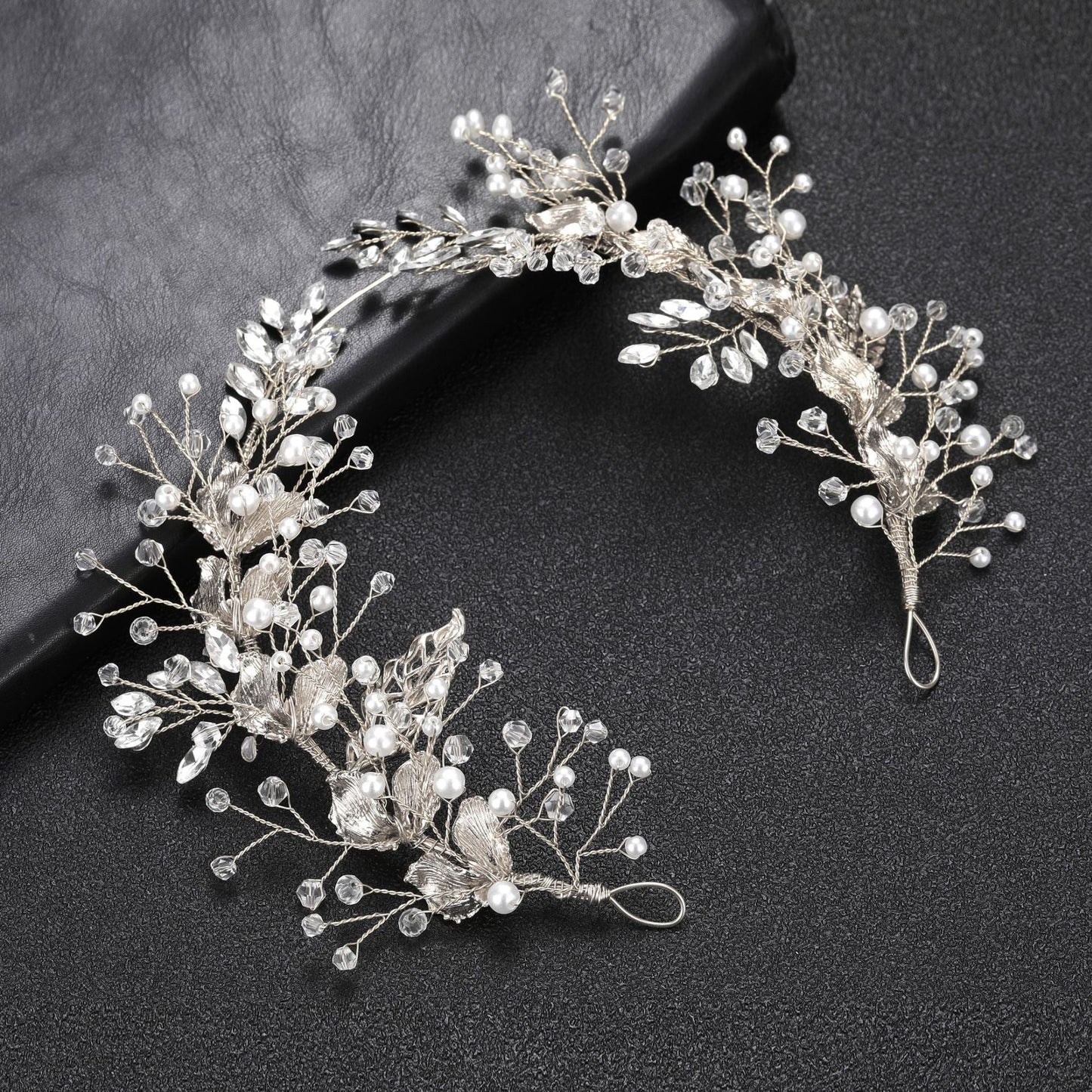 Gold Alloy Leaf Shape Pearl Hairpin Hair Stick Bridal Headpiece