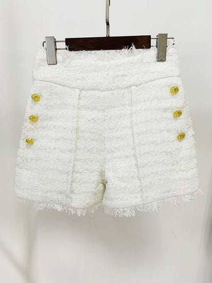 Trendy Fringed Tweed Blazer For Elegant Style