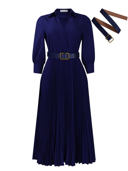 Elegant Solid Color Maxi Dress With Belt