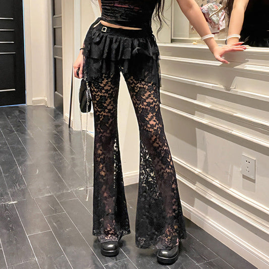 Trendy High-Waisted Black Flared Pants