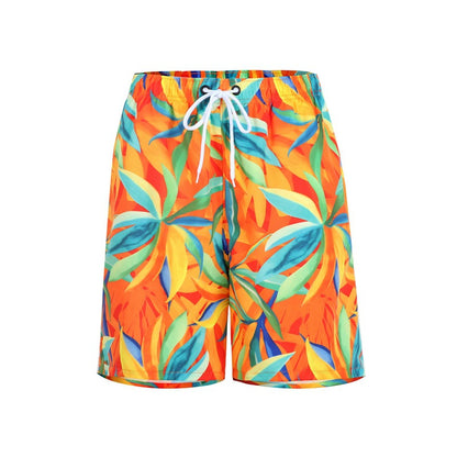 Men'S Parental Swim Trunks Floral Print Polyester Beach Shorts