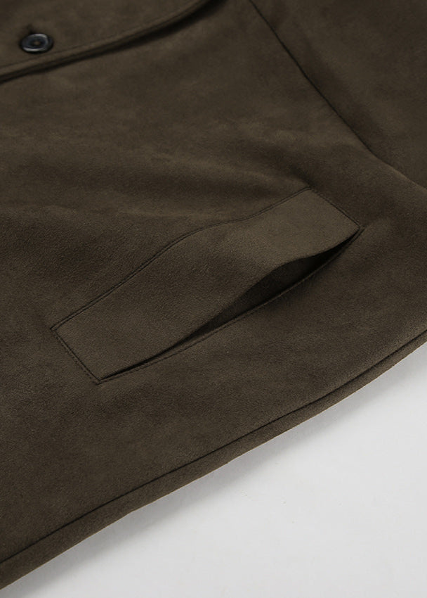 Suede Trench Coat With Tailored Fit And Classic Collar
