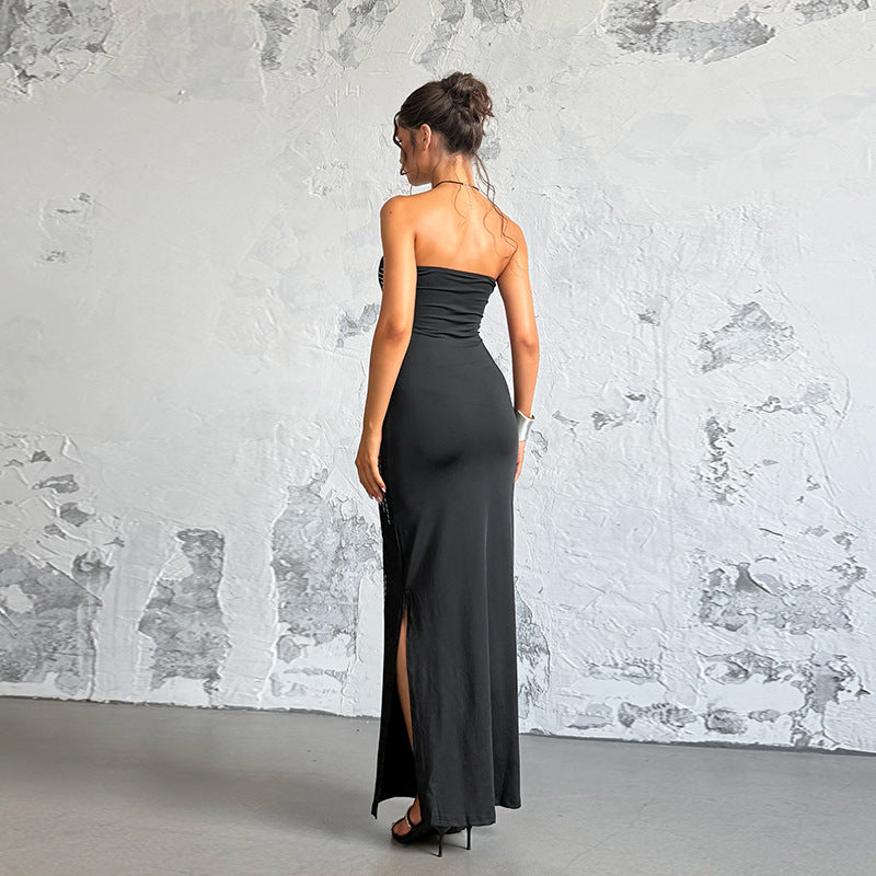 Angel Wings Bodycon Dress with Rhinestones Elegant Black