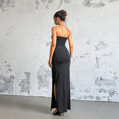 Angel Wings Bodycon Dress with Rhinestones Elegant Black