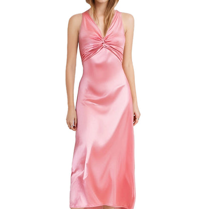 Elegant V-Neck Ruched Bodycon Maxi Dress