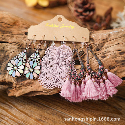 Colorful Bohemian Tassel Earrings Handmade Zinc Alloy Jewelry