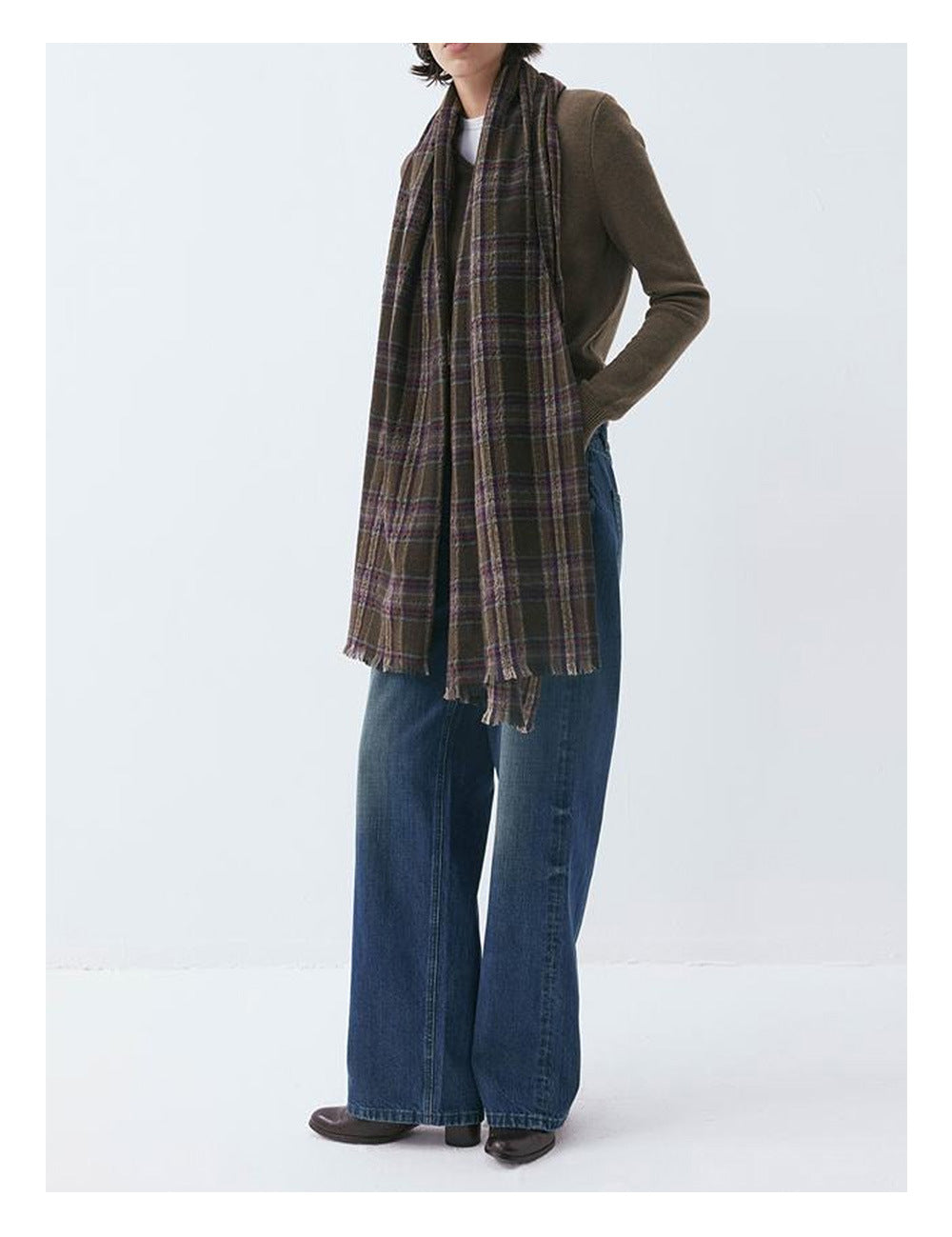 Vintage Checked Winter Soft Tassel Scarf