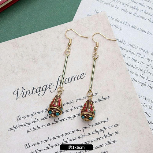 Original Niche Nepal Exotic Tibetan Ethnic Earrings Retro Temperament Simple Earrings Show Face Thin Earrings.
