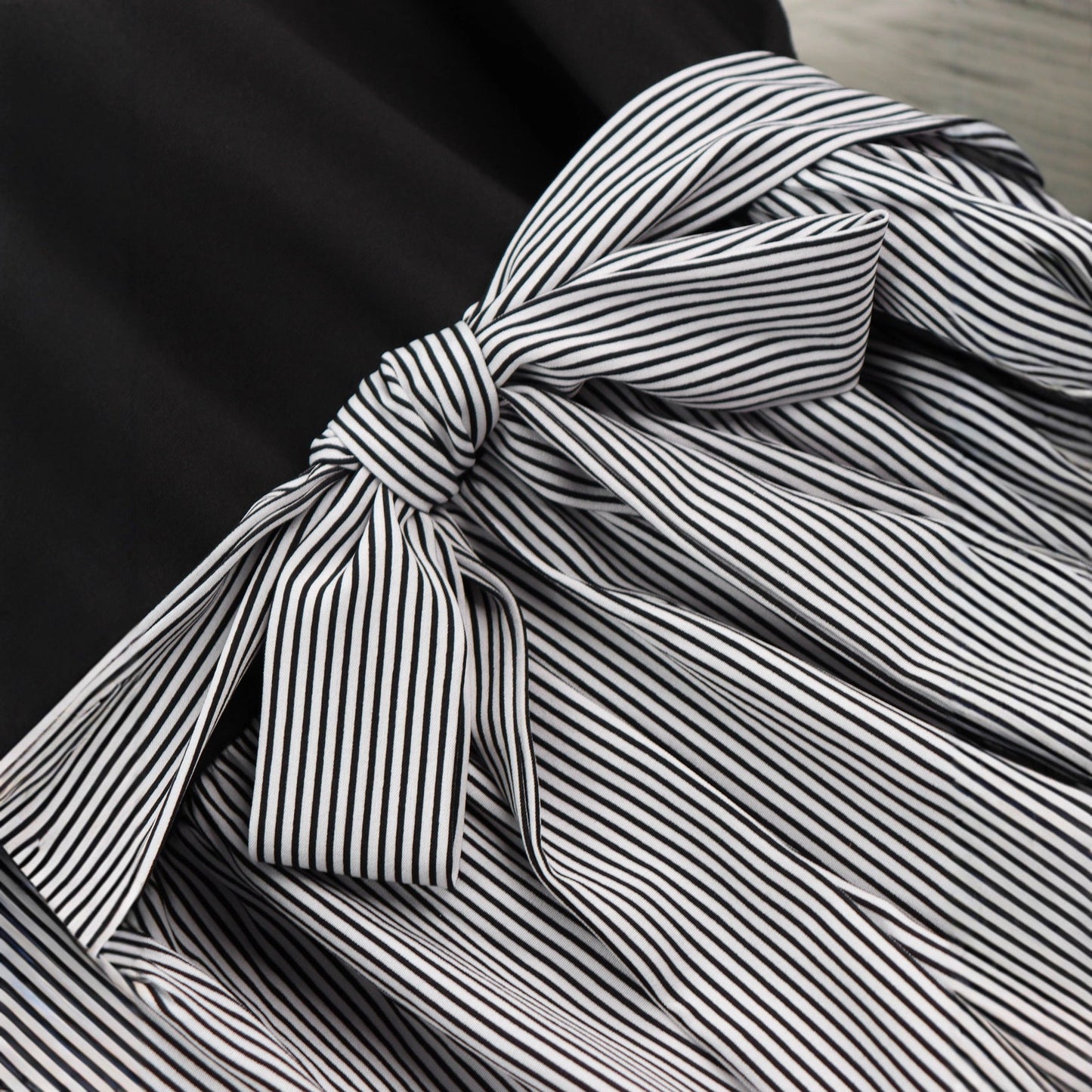 Striped A-Line Dress With Long Sleeves And Tie Waist