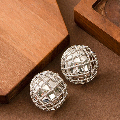 Geometric Round Earrings For Women Stylish Silver-Plated Jewelry