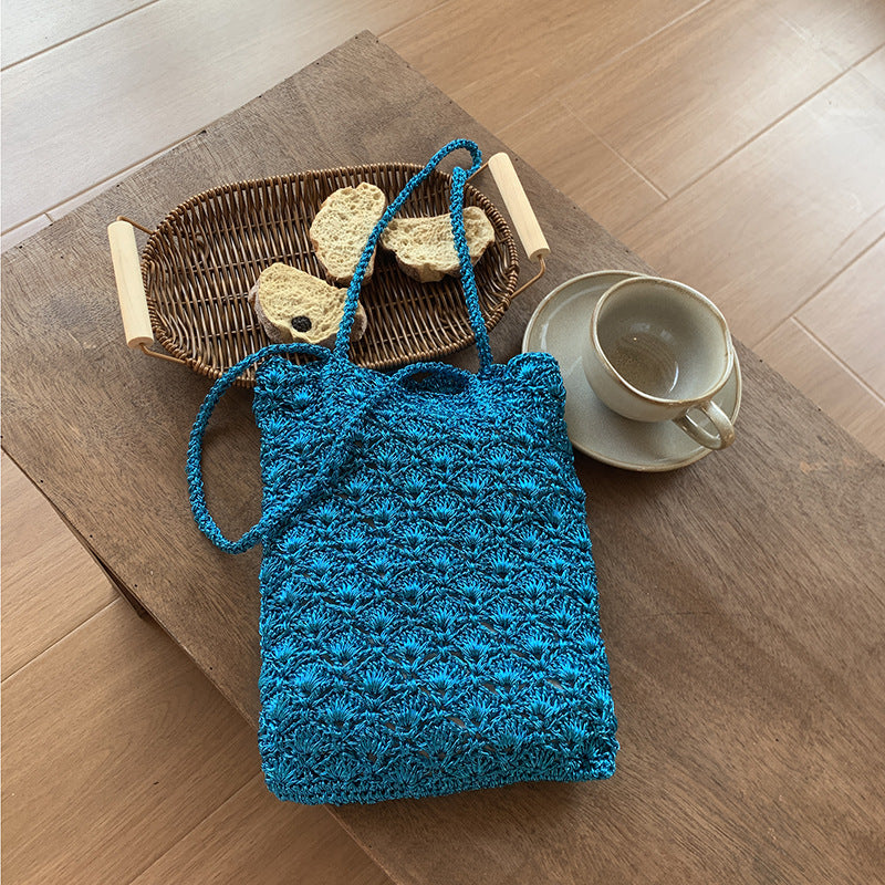 Handwoven Metallic Mini Shoulder Bag Elegant Artisanal Weave