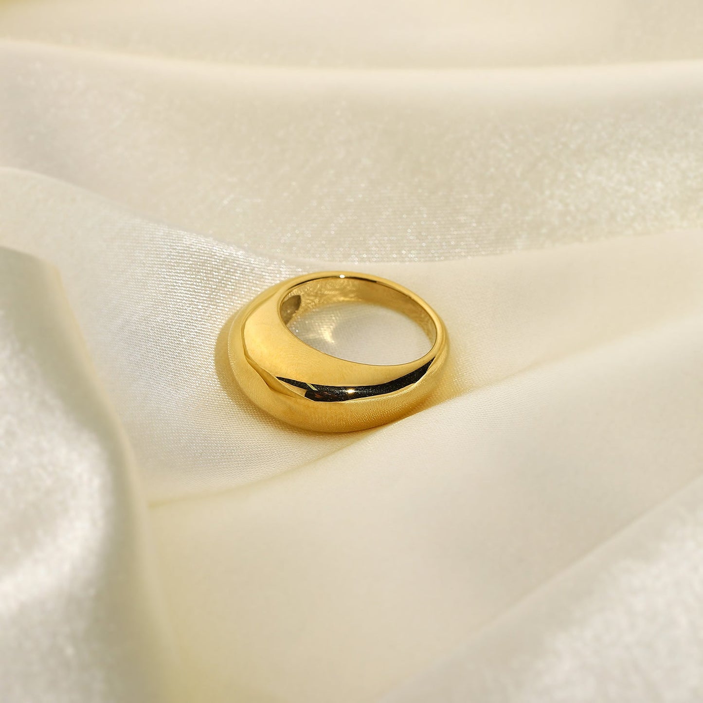 Gold Irregular Simple Wide Rings