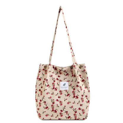 Printed Corduroy Canvas Tote Bag