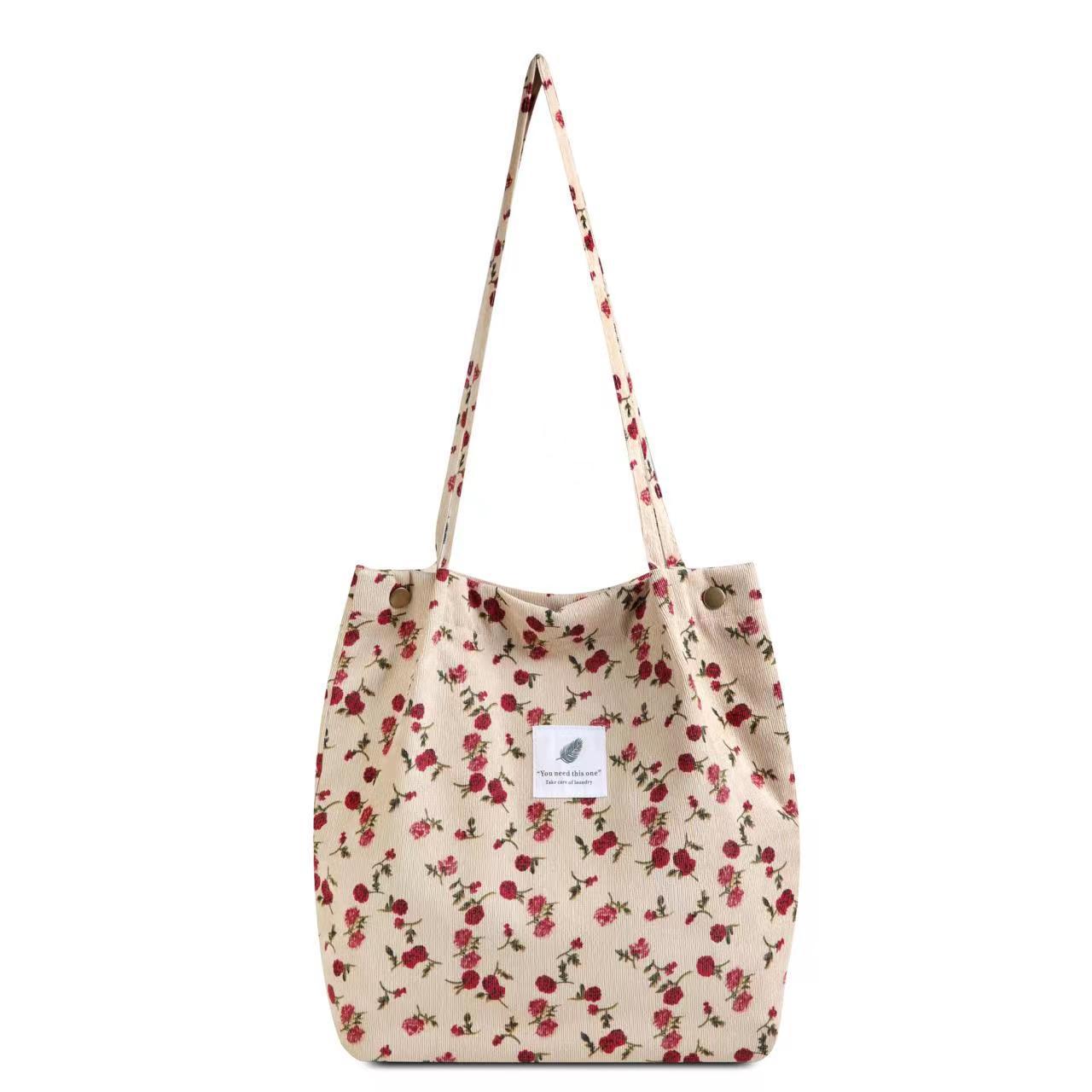 Printed Corduroy Canvas Tote Bag