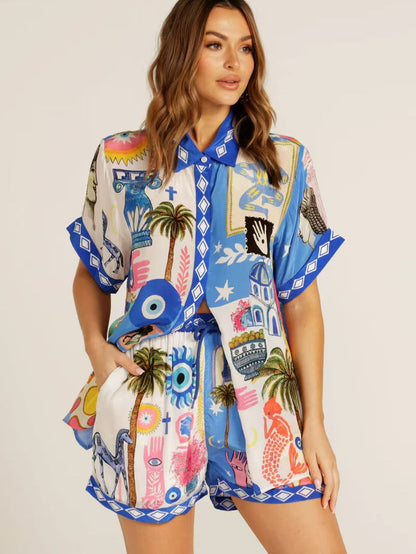 Linen Casual Stylish Shirt and Shorts Set
