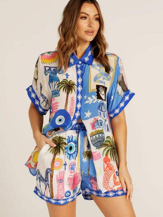Linen Casual Stylish Shirt and Shorts Set
