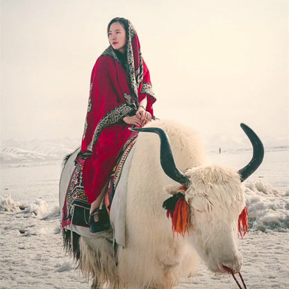 Thickening Cloak With Ethnic Style Grassland Cloak