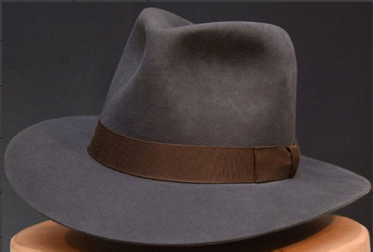 Men's Wool Fedora Hat with Bow Trendy Casual Denim Hat