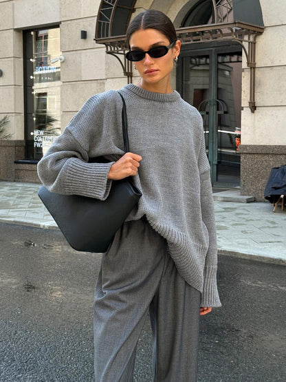 Casual Solid Color Knit Sweater