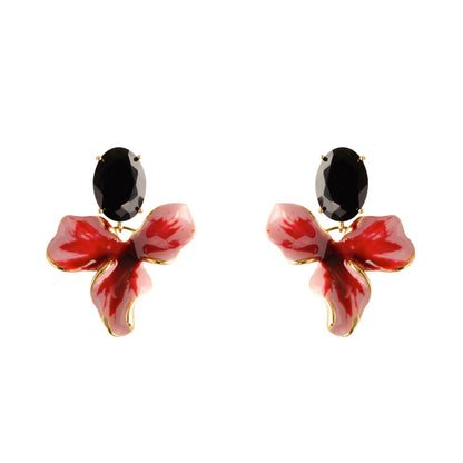 French Vintage Style Floral Drop Earrings With 925 Silver Hooks