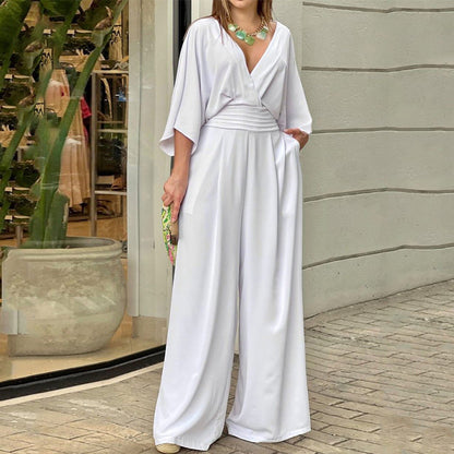 Casual Elegant V-Neck Loose Jumpsuit for Women