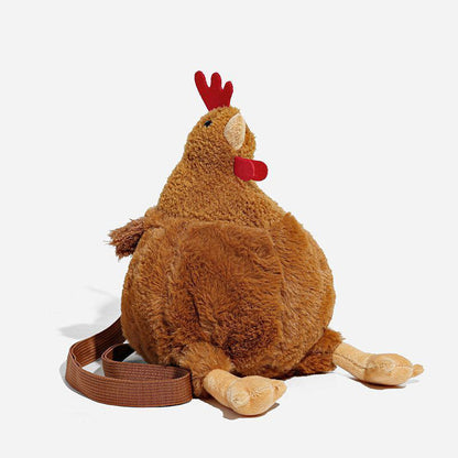 Funny Chicken Plush Crossbody Bag Cute Trendy Bucket Bag