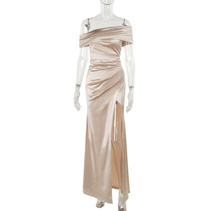 Off-Shoulder Elegant Bodycon Dress with Slit