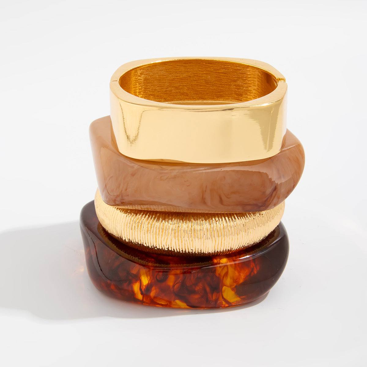 Geometric Gradient Resin Polygon Bracelet Trendy Metal Bangle