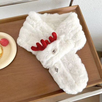 Cute Fuzzy Reindeer Antlers Soft Winter Scarf