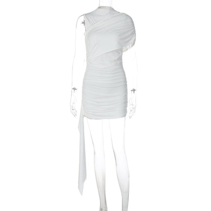 Elegant Off-Shoulder Ruched Sleeve Midi Dress