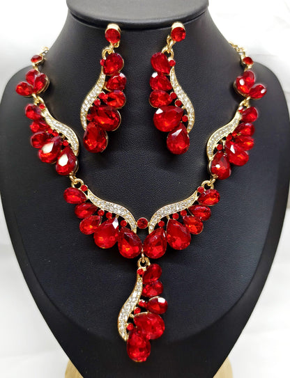 Luxury Drop-Shaped Gemstone Necklace and Earring Set for Formal Events
