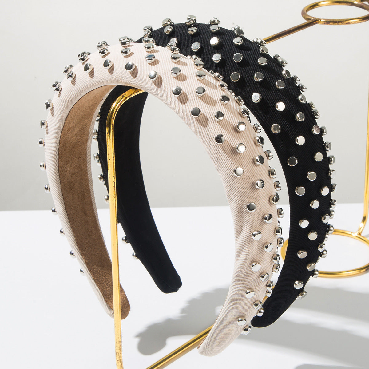 Trendy Oversized Headband with Studs Comfortable Hair Accessory