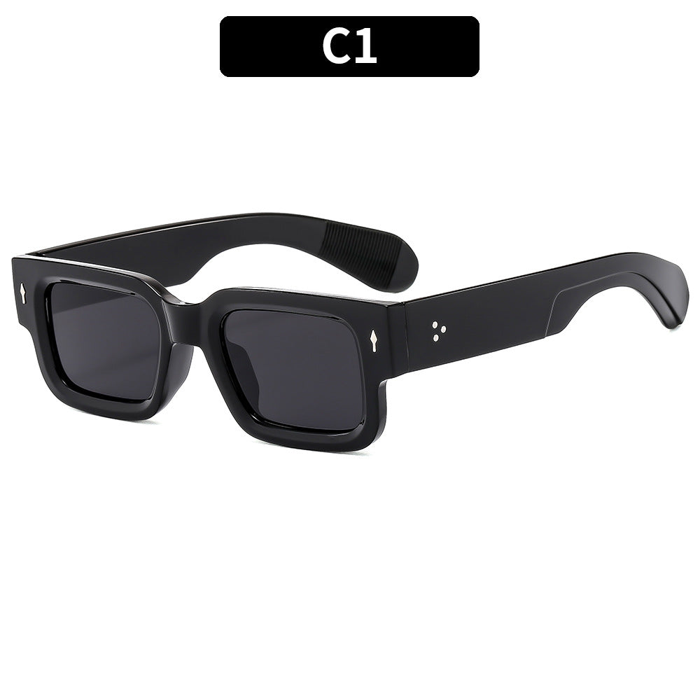 Trendy Square Sunglasses for Men with Arrow Design, UV400 Protection, Versatile Style