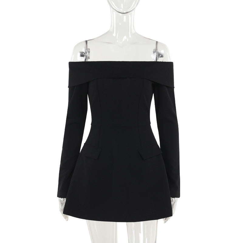 Off-Shoulder A-Line Dress for Women Stylish Elegant Short Skirt