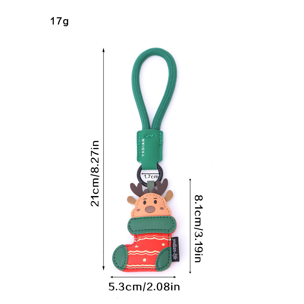 Leather Santa Claus Christmas Bag Charm